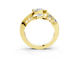 Yellow gold Bezel Set Cushion Diamond Split Shank Ring_6