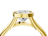 Yellow gold Bezel Set Cushion Solitaire Diamond Ring with Smooth Band 4