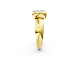 Yellow gold Bezel Set Cushion Solitaire Ring with Wide Band 2
