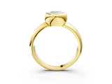 Yellow gold Bezel Set Cushion Solitaire Ring with Wide Band 3