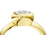 Yellow gold Bezel Set Cushion Solitaire Ring with Wide Band 4