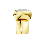 Yellow gold Bezel Set Cushion Solitaire Ring with Wide Band 5
