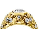 Yellow gold Bezel Set Emerald Cut Diamond Milgrain Band Ring_17