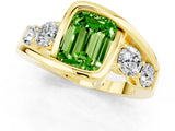 Yellow gold Bezel Set Emerald Cut Diamond Split Shank Ring_1