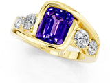 Yellow gold Bezel Set Emerald Cut Diamond Split Shank Ring_1