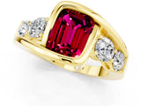 Yellow gold Bezel Set Emerald Cut Diamond Split Shank Ring_1