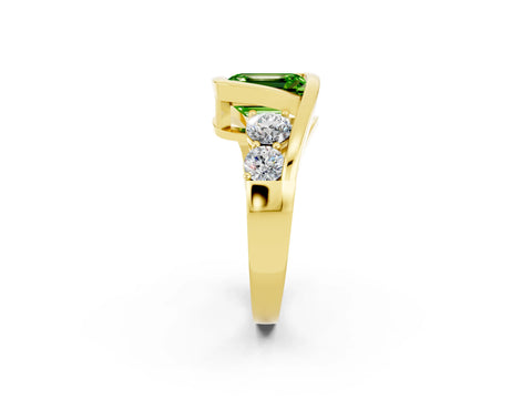 Yellow gold Bezel Set Emerald Cut Diamond Split Shank Ring_2