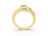 Yellow gold Bezel Set Emerald Cut Diamond Split Shank Ring_3