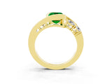 Yellow gold Bezel Set Emerald Cut Diamond Split Shank Ring_3