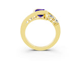 Yellow gold Bezel Set Emerald Cut Diamond Split Shank Ring_3