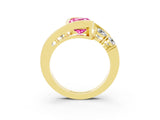 Yellow gold Bezel Set Emerald Cut Diamond Split Shank Ring_3