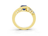 Yellow gold Bezel Set Emerald Cut Diamond Split Shank Ring_3
