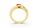 Yellow gold Bezel Set Emerald Cut Diamond Split Shank Ring_3
