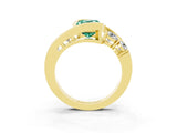 Yellow gold Bezel Set Emerald Cut Diamond Split Shank Ring_3