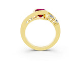 Yellow gold Bezel Set Emerald Cut Diamond Split Shank Ring_3