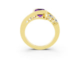 Yellow gold Bezel Set Emerald Cut Diamond Split Shank Ring_3