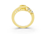 Yellow gold Bezel Set Emerald Cut Diamond Split Shank Ring_3