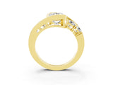 Yellow gold Bezel Set Emerald Cut Diamond Split Shank Ring_3