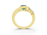 Yellow gold Bezel Set Emerald Cut Diamond Split Shank Ring_3