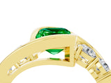 Yellow gold Bezel Set Emerald Cut Diamond Split Shank Ring_4