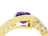 Yellow gold Bezel Set Emerald Cut Diamond Split Shank Ring_4