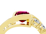 Yellow gold Bezel Set Emerald Cut Diamond Split Shank Ring_4