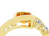 Yellow gold Bezel Set Emerald Cut Diamond Split Shank Ring_4