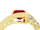 Yellow gold Bezel Set Emerald Cut Diamond Split Shank Ring_4