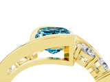 Yellow gold Bezel Set Emerald Cut Diamond Split Shank Ring_4