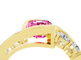 Yellow gold Bezel Set Emerald Cut Diamond Split Shank Ring_4
