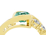Yellow gold Bezel Set Emerald Cut Diamond Split Shank Ring_4