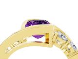 Yellow gold Bezel Set Emerald Cut Diamond Split Shank Ring_4