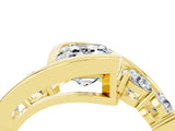 Yellow gold Bezel Set Emerald Cut Diamond Split Shank Ring_4