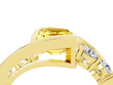 Yellow gold Bezel Set Emerald Cut Diamond Split Shank Ring_4