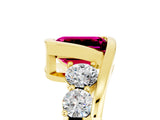 Yellow gold Bezel Set Emerald Cut Diamond Split Shank Ring_5