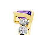 Yellow gold Bezel Set Emerald Cut Diamond Split Shank Ring_5