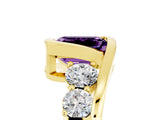 Yellow gold Bezel Set Emerald Cut Diamond Split Shank Ring_5