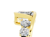 Yellow gold Bezel Set Emerald Cut Diamond Split Shank Ring_5