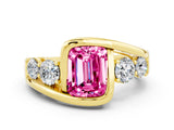 Yellow gold Bezel Set Emerald Cut Diamond Split Shank Ring