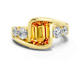 Yellow gold Bezel Set Emerald Cut Diamond Split Shank Ring