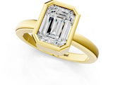 Yellow gold Bezel Set Emerald Cut Solitaire Engagement Ring with Classic Band_4