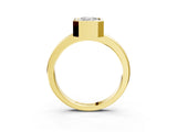 Yellow gold Bezel Set Emerald Cut Solitaire Engagement Ring with Classic Band_6