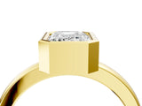 Yellow gold Bezel Set Emerald Cut Solitaire Engagement Ring with Classic Band_7