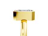 Yellow gold Bezel Set Emerald Cut Solitaire Engagement Ring with Classic Band_8