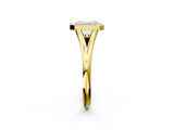 Yellow gold Bezel Set Emerald Cut Solitaire Ring with Tapered Band 3