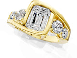 Yellow gold Bezel Set Emerald Diamond Split Shank Ring_12