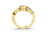 Yellow gold Bezel Set Emerald Diamond Split Shank Ring_14