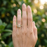 Yellow gold Bezel Set Emerald Diamond Split Shank Ring_3