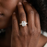 Yellow gold Bezel Set Emerald Diamond Split Shank Ring_5