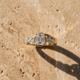 Yellow gold Bezel Set Emerald Diamond Split Shank Ring_6